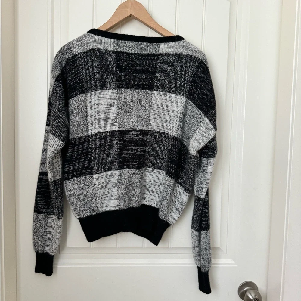 TNA Angora/Cashmere blend black and white plaid sweater. Size XS. - Picture 3 of 6